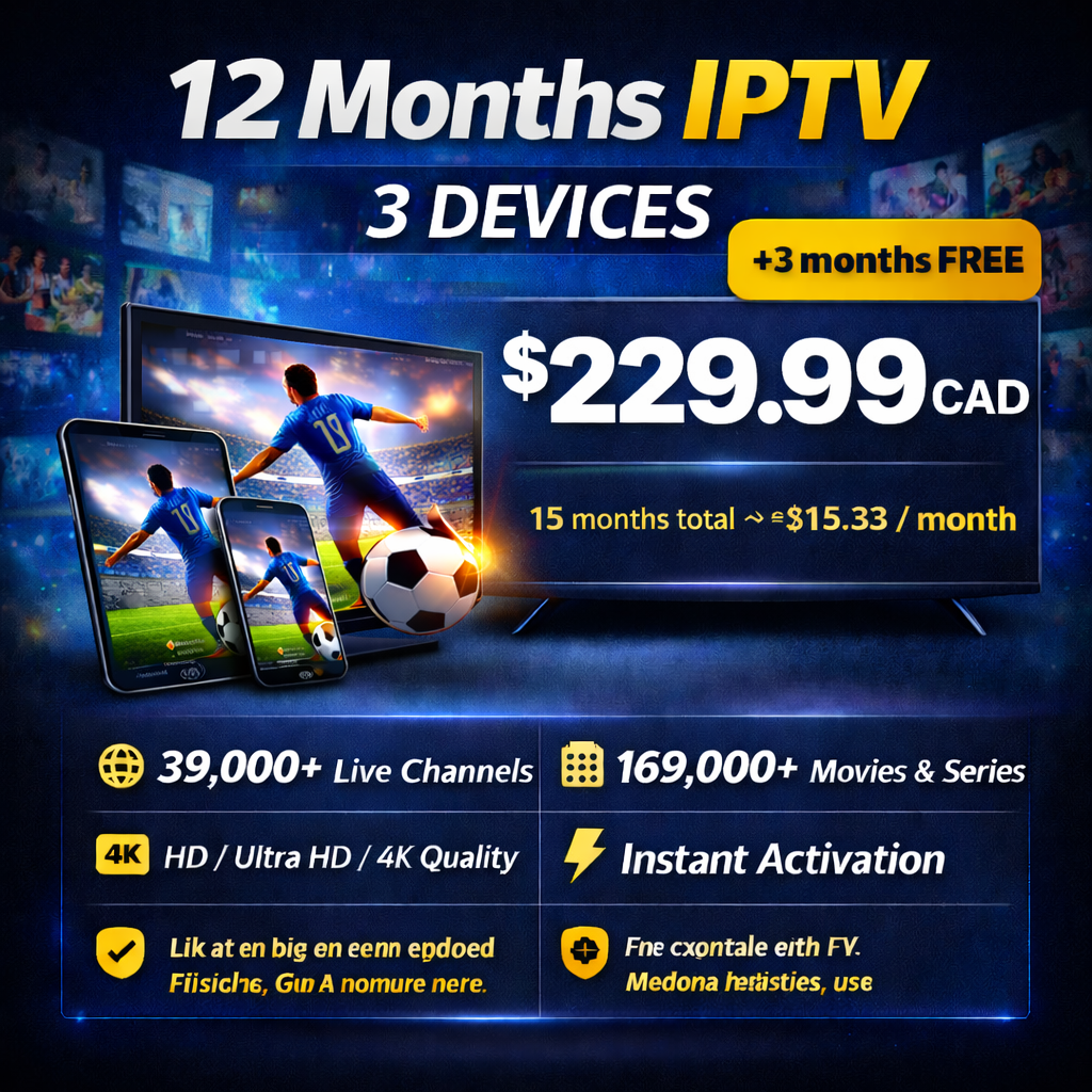 12 Months IPTV (3 Devices) 12 months iptv 3 devices